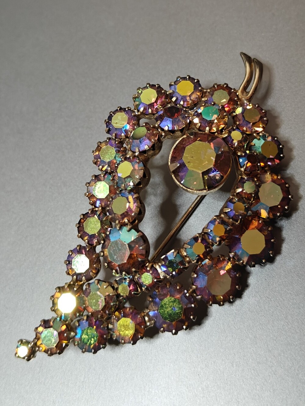 Stunning Signed Continental Austrian Crystals Brooch